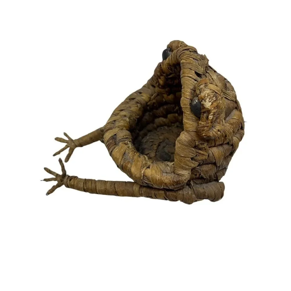 Vintage Wicker Storage Basket in the Shape of a Frog Big Mouth Wide Open‎ LARGE